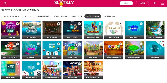 Slots.lv Casino New Games Screenshot