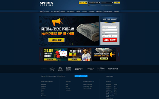 Sportsbetting.ag Homepage Screenshot