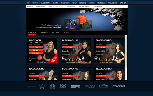 Sportsbetting.ag Live Casino Screenshot
