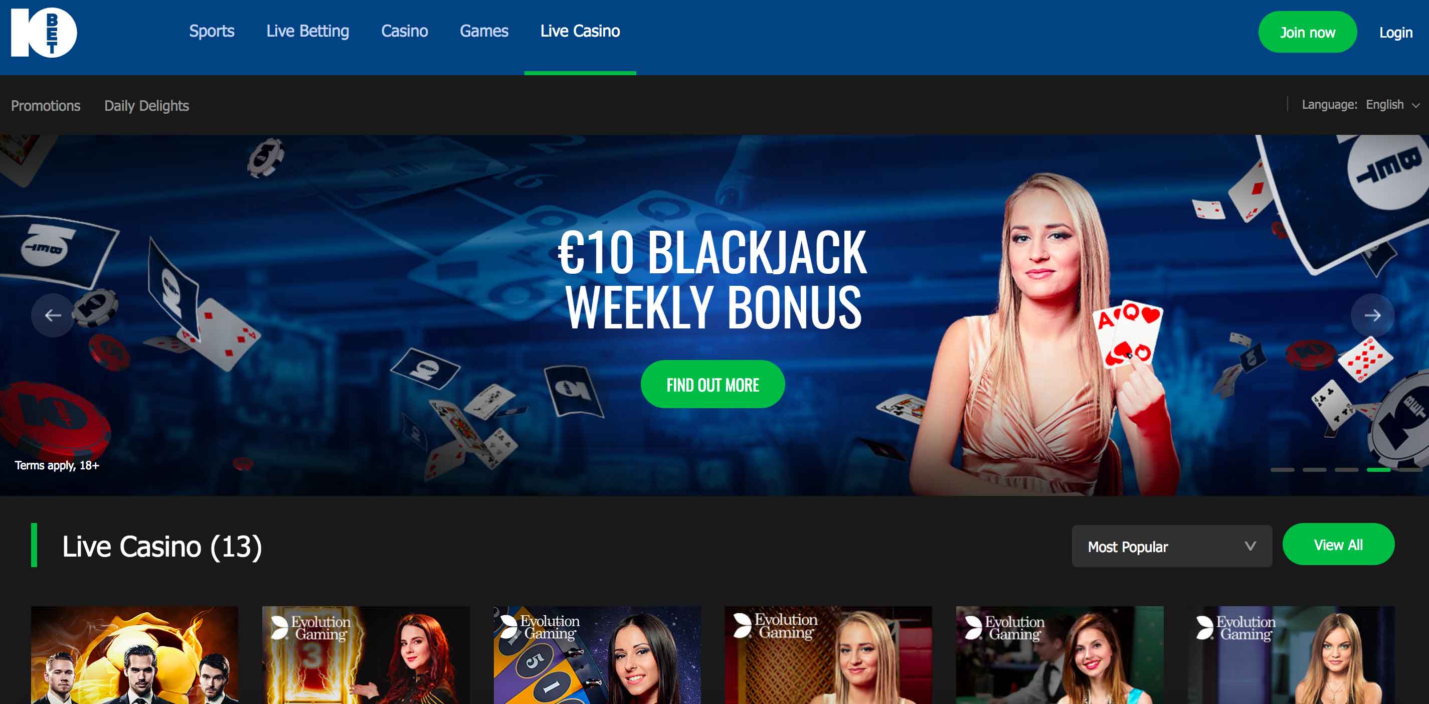 10Bet Casino Screenshot