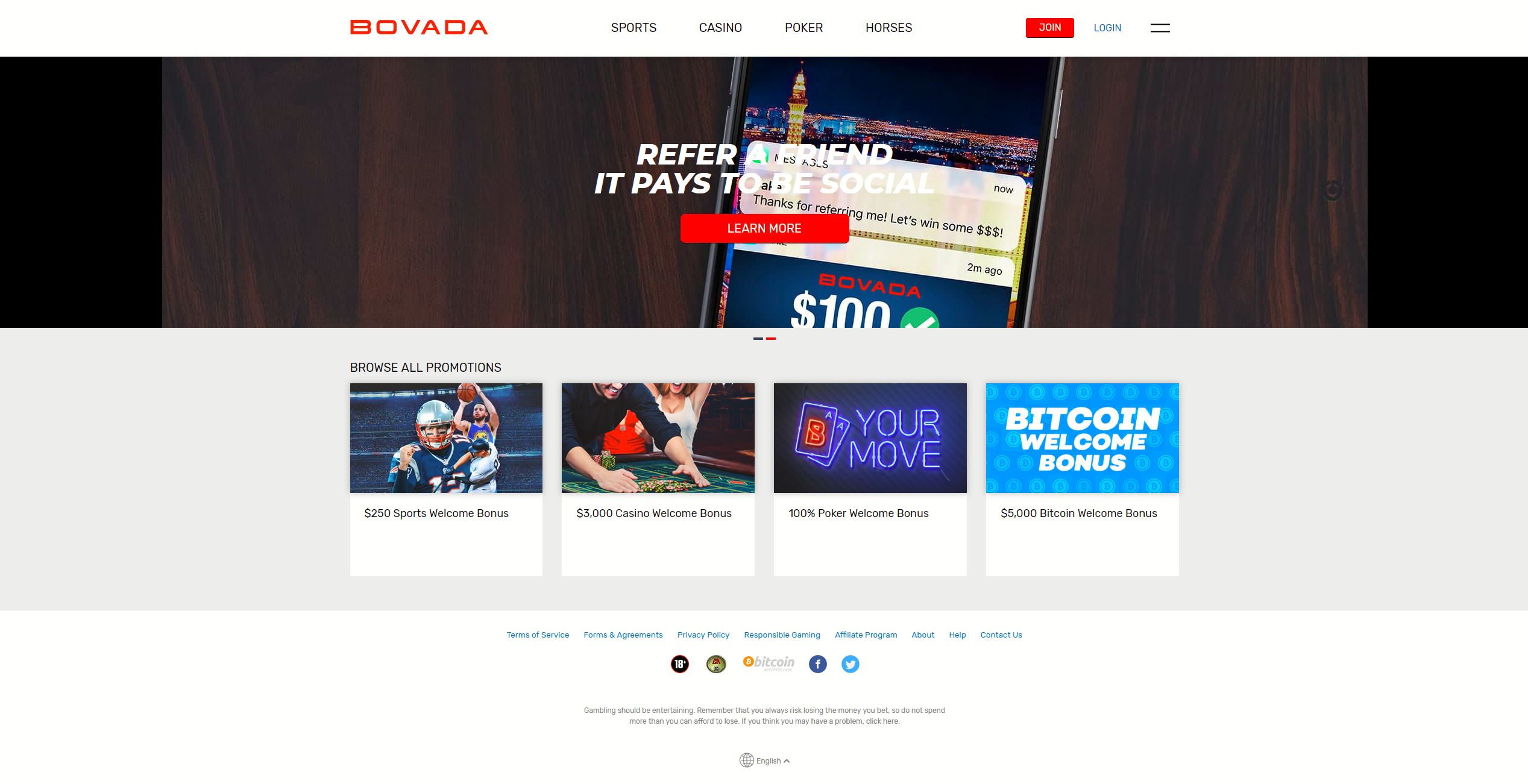 Bovada Promotions Screenshot