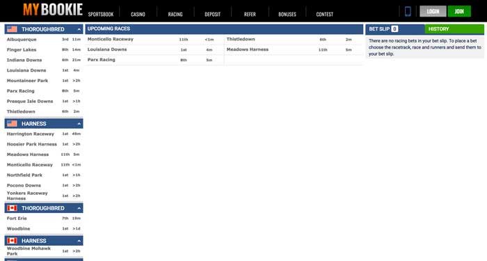 MyBookie.ag Horse Racing Screenshot
