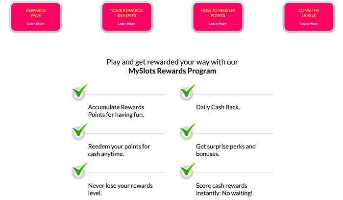 Slots.lv Casino Rewards Screenshot