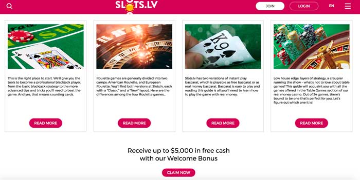 Slots.lv Casino Welcome Bonus Screenshot