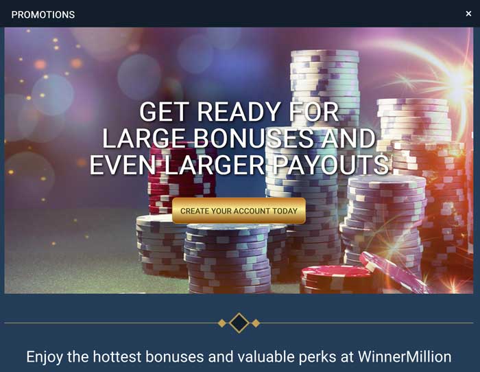 WinnerMillion Promotions Screenshot